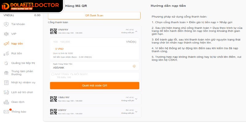 Đa dạng phương thức giao dịch tại nhà cái